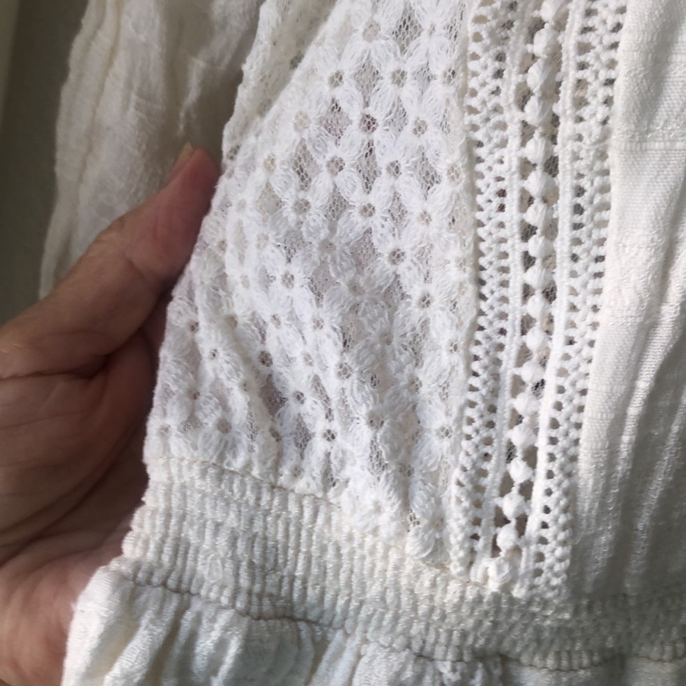 Free People cream lace gauze drop waist dress size L - Picture 3 of 12
